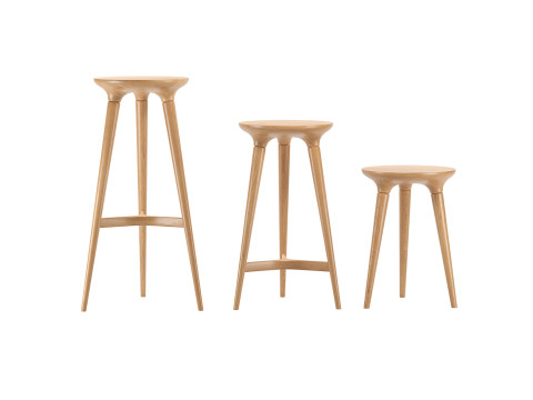 Solid bentwood counter stool 3D 모델