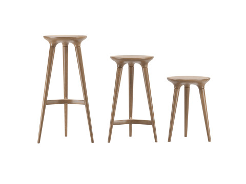 Solid bentwood counter stool 3D 모델
