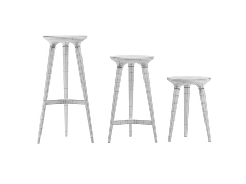Solid bentwood counter stool 3D 모델