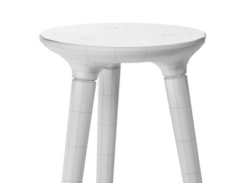 Solid bentwood counter stool 3D 모델