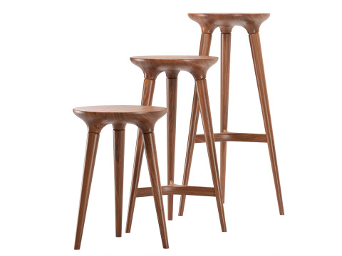 Solid bentwood counter stool 3D 모델