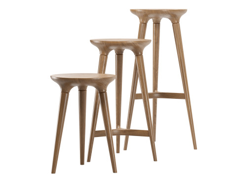 Solid bentwood counter stool 3D 모델