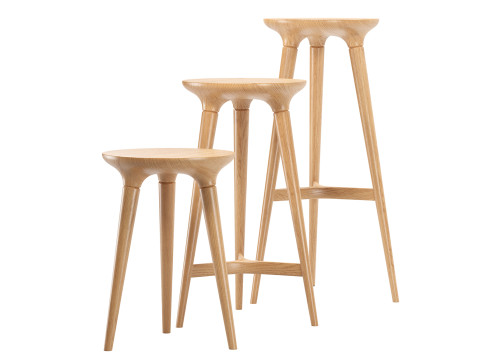 Solid bentwood counter stool 3D 모델
