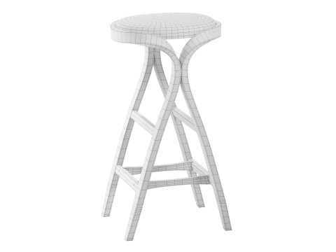 Handcrafted bentwood bar stool 3D Model