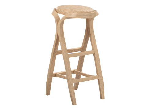 Handcrafted bentwood bar stool 3D Model