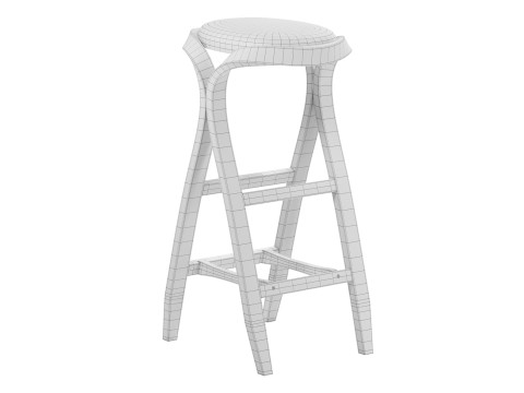 Handcrafted bentwood bar stool 3D Model
