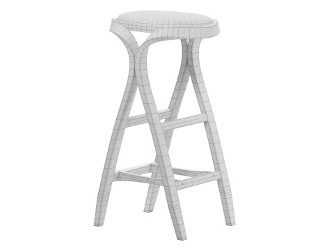 Handcrafted bentwood bar stool 3D Model