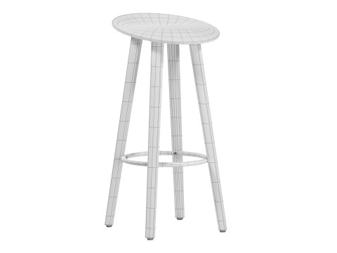 Minimal Plywood Bar Stool 3D 모델