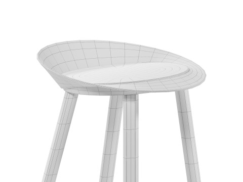 Minimal Low Backrest Stool 3D Modell