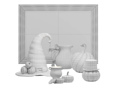 Halloween interior decoration set 01 3D Model