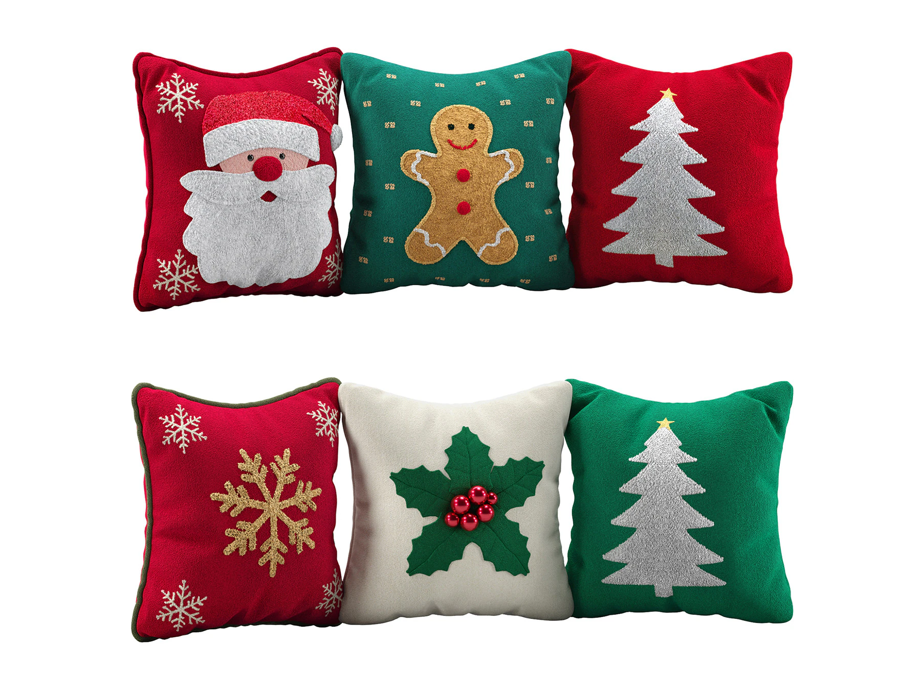 Christmas Cushions 01 3D Model .c4d .max .obj .3ds .fbx .stl .blend 