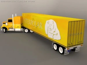 ciężar&oacute;wka z przyczepą Model 3D