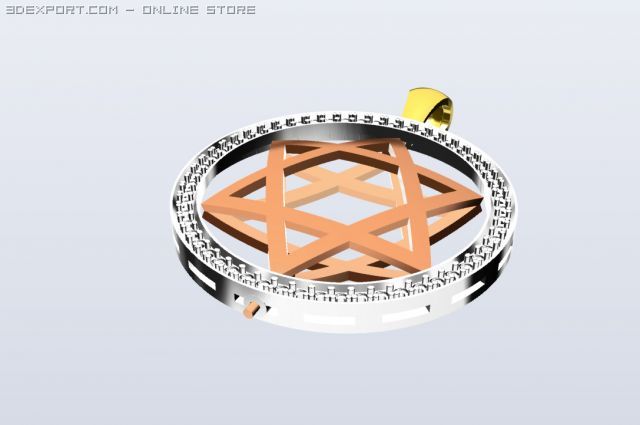 pendant star of david Model 3D .c4d .max .obj .3ds .fbx .stl .blend