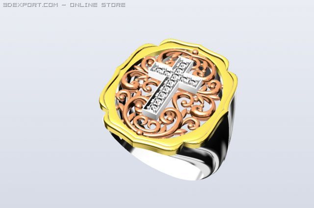 diamond cross ring Model 3D .c4d .max .obj .3ds .fbx .stl .blend 