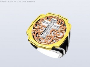 diamond cross ring Modello 3D