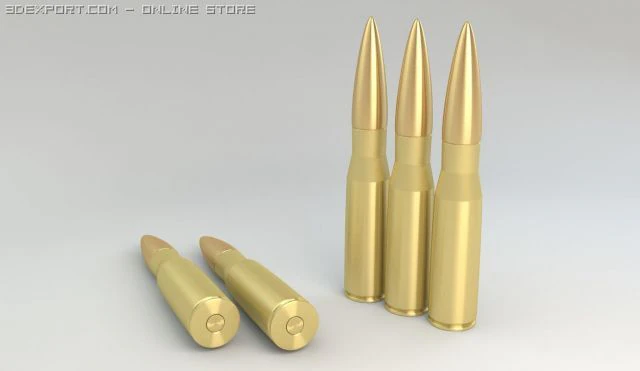 Pocisk 50-calowy Model 3D .c4d .max .obj .3ds .fbx .stl .blend 