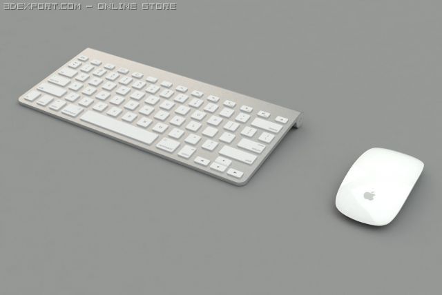 apple wireless keyboard and magic mouse combo Model 3D .c4d .max .obj .3ds .fbx .stl .blend 