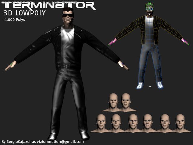 terminator low poly Model 3D .c4d .max .obj .3ds .fbx .stl .blend 