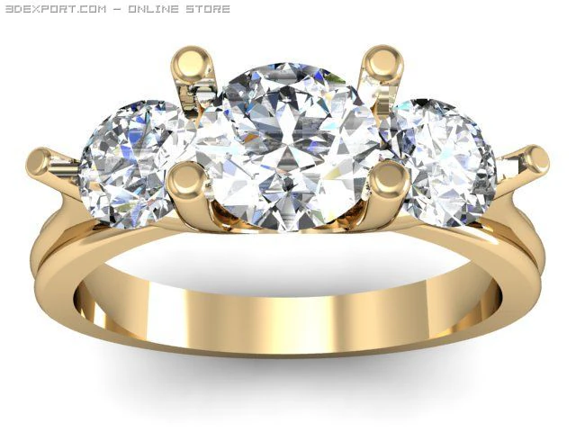 3stone ring 3D Model .c4d .max .obj .3ds .fbx .stl .blend 