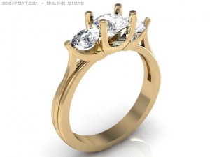 3stone ring Model 3D