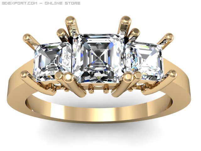 3stone ring Model 3D .c4d .max .obj .3ds .fbx .stl .blend