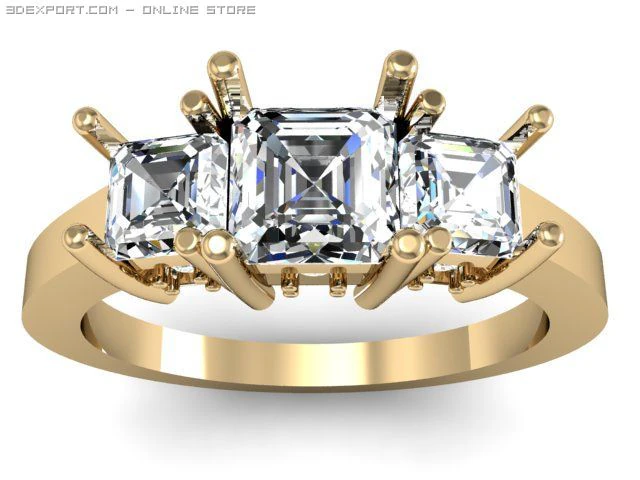 3stone ring 3D Model .c4d .max .obj .3ds .fbx .stl .blend 