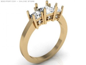 3stone ring Model 3D
