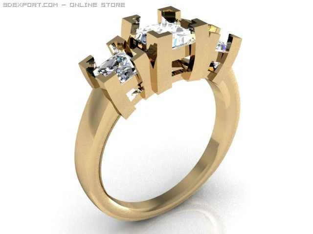 3stone ring 3D Model .c4d .max .obj .3ds .fbx .stl .blend 