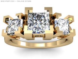 3stone ring Modelo 3D