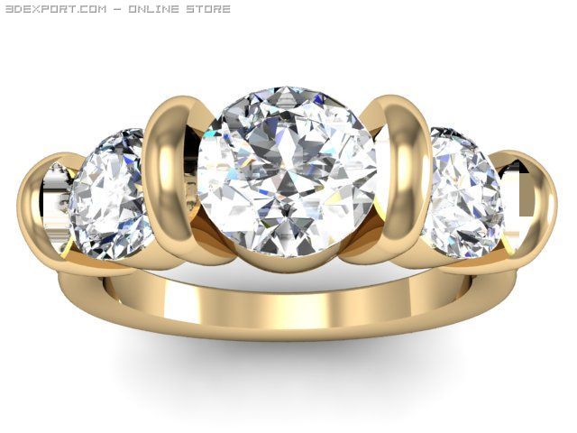 3stone ring 3D 模型 .c4d .max .obj .3ds .fbx .stl .blend 