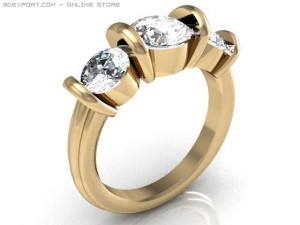 3stone ring 3D 模型