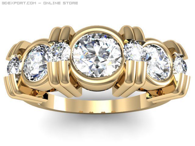 3stone ring 3D Model .c4d .max .obj .3ds .fbx .stl .blend 