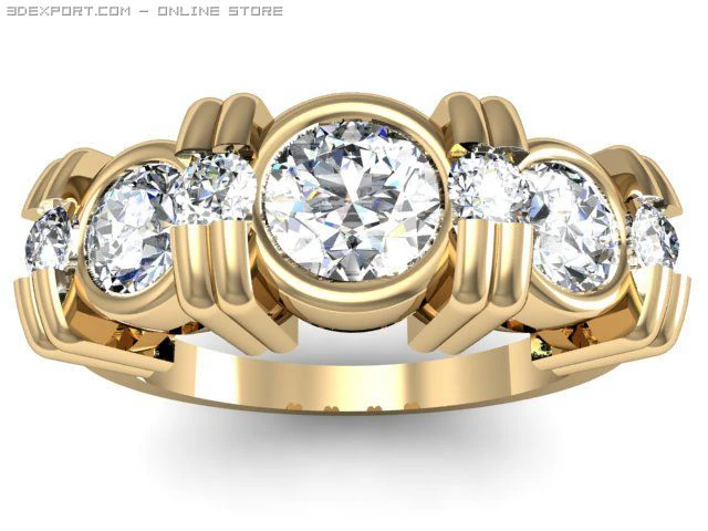 Anello a 3 pietre Modello 3D .c4d .max .obj .3ds .fbx .stl .blend 