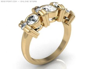 Anello a 3 pietre Modello 3D