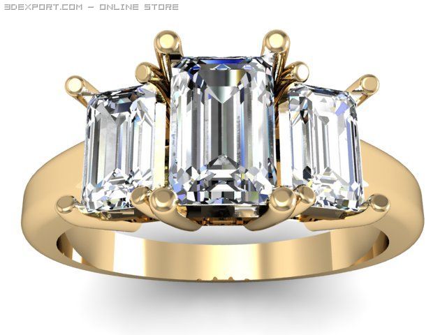 3stone ring 3D Model .c4d .max .obj .3ds .fbx .stl .blend 