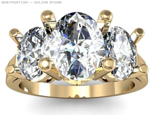 3stone ring 3D Model .c4d .max .obj .3ds .fbx .stl .blend