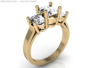 3stone ring Modèle 3D