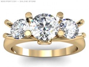 3stone ring Model 3D