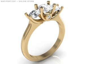 3stone ring Model 3D