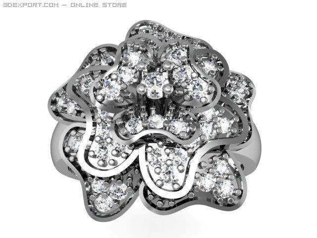 flower ring 3D Model .c4d .max .obj .3ds .fbx .stl .blend 