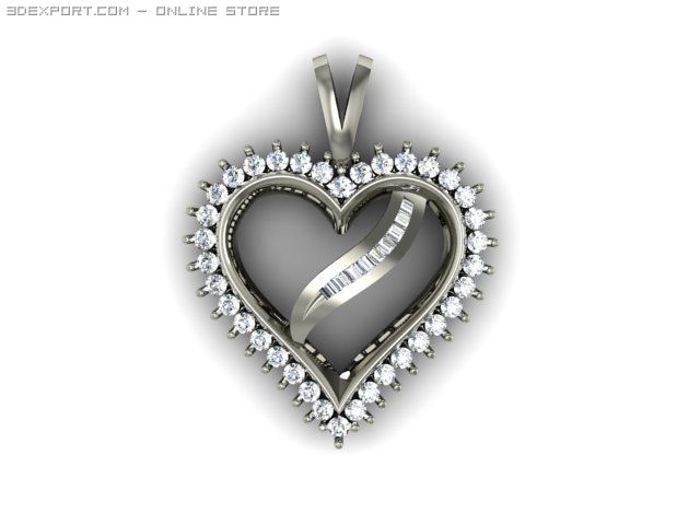 heart pendent 3D Модель .c4d .max .obj .3ds .fbx .stl .blend 