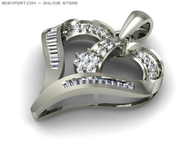 heart pendent 3D Model .c4d .max .obj .3ds .fbx .stl .blend 
