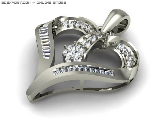 heart pendent 3D Model .c4d .max .obj .3ds .fbx .stl .blend 