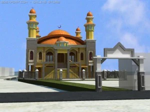mosqu&eacute;e au plus proche du lac Modèle 3D