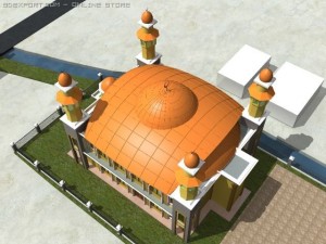 mosque at nearest of lake 3D Model