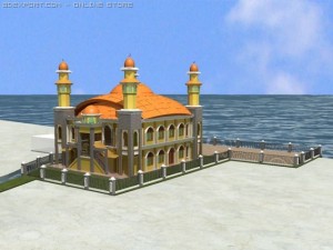 mosque at nearest of lake 3D Model