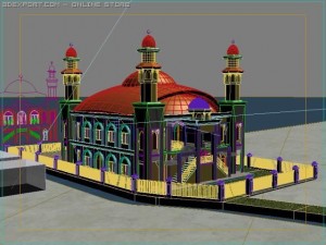 mosque at nearest of lake 3D Model