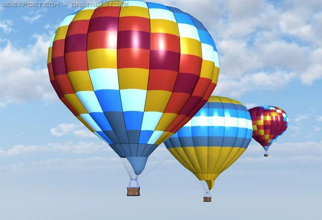 hot air balloon 3D Model .c4d .max .obj .3ds .fbx .stl .blend 