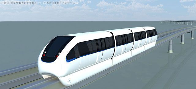 monorail train Modelo 3D .c4d .max .obj .3ds .fbx .stl .blend 