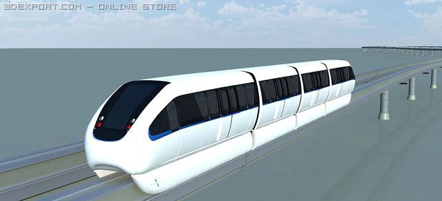 monorail train 3D Model .c4d .max .obj .3ds .fbx .stl .blend 